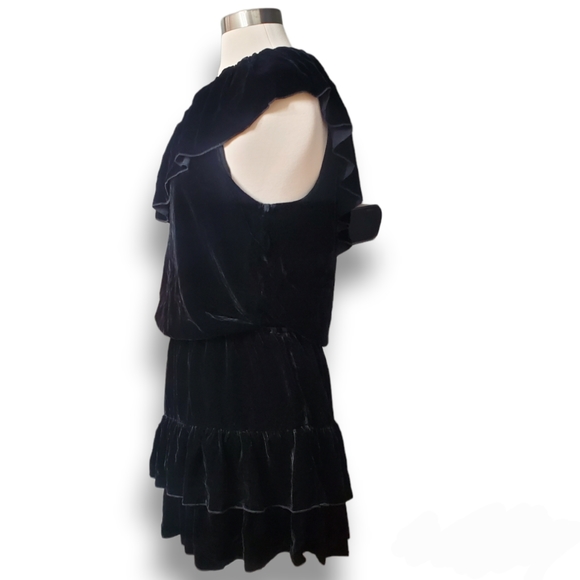 Joie Black Velvet One-Shoulder Dress - Picture 11 of 13
